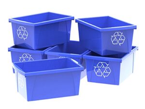 storex 5.5 gallon (21-litre) recycle bin, 16.75 x 11.88 x 8.25 inches, case of 6, blue (stx61517u06c)