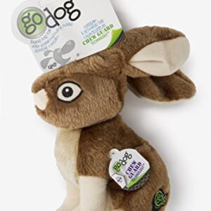 goDog Wildlife Rabbit Squeaky Plush Dog Toy, Chew Guard Technology - Brown, Large