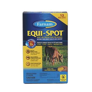 farnam equi-spot, horse fly control, long-lasting protection, 6 applications, 12-week supply for one horse