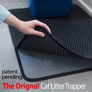iPrimio Large Cat Litter Trapper Mat with Exclusive Urine/Waterproof Layer - Cat Litter Mat - Larger Holes with Urine Puppy Pad Option for Messy Cats - Soft on Paws and Light - 30" x 23" (Black Color)
