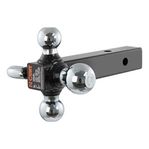 CURT 45675 Multi-Ball Trailer Hitch Ball Mount, 1-7/8, 2, 2-5/16-Inch Balls and Tow Hook, Fits 2-Inch Receiver, 10,000 lbs