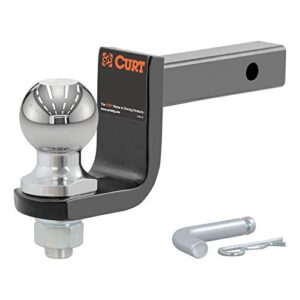 curt 45148 trailer hitch mount, 2-inch ball, pin, fits 1-1/4-in receiver, 3,500 lbs, 3-1/4" drop, gloss black powder coat