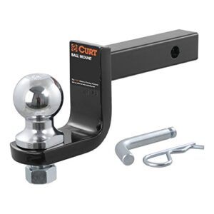 CURT 45148 Trailer Hitch Mount, 2-Inch Ball, Pin, Fits 1-1/4-In Receiver, 3,500 lbs, 3-1/4" Drop, GLOSS BLACK POWDER COAT