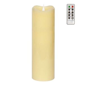 giveu 3d moving flame led candle with timer, battery operated flameless candle, 3x9 inch, ivory