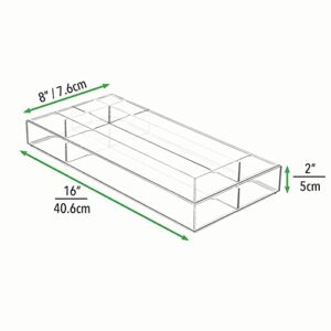 mDesign Plastic Stackable Office Divided Storage Drawer Organizer Tray for Cabinet, Desk, Shelf, or Closet Organization - Holds Note Pads, Pens, Tape, Staples, Scissors, Lumiere Collection - Clear