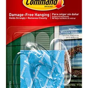 Command Medium Wall Hooks, Damage Free Hanging Wall Hooks with Adhesive Strips, No Tools Wall Hooks for Hanging Decorations in Living Spaces, 5 Clear Wall Hooks and 6 Command Strips