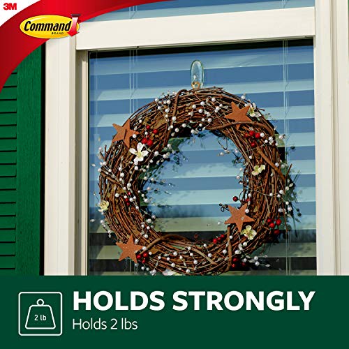 Command Medium Wall Hooks, Damage Free Hanging Wall Hooks with Adhesive Strips, No Tools Wall Hooks for Hanging Decorations in Living Spaces, 5 Clear Wall Hooks and 6 Command Strips