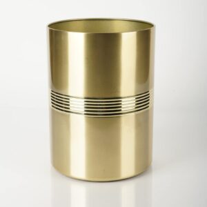 nu steel nusteel steel jewel decorative stainless steel small trash can wastebasket, garbage container bin for bathrooms, powder rooms, kitchens, home offices, rich gold finish