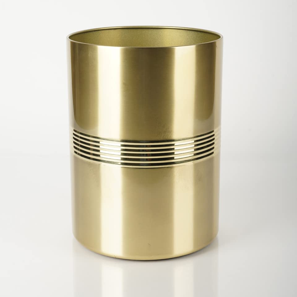 nu steel Nusteel Steel Jewel Decorative Stainless Steel Small Trash Can Wastebasket, Garbage Container Bin for Bathrooms, Powder Rooms, Kitchens, Home Offices, Rich Gold Finish