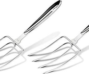 i Kito Stainless Steel Turkey Lifter,Set of 2 Heavy Roasted Turkey Meat Forks for Thanksgiving