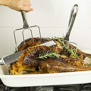 i Kito Stainless Steel Turkey Lifter,Set of 2 Heavy Roasted Turkey Meat Forks for Thanksgiving