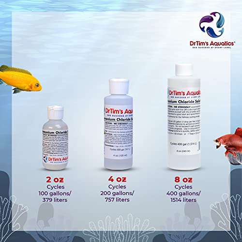 DrTim’s Aquatics Ammonium Chloride Solution for Fishless Cycling - 4 oz, Treats 200 gal. –  Fish Tank Cleaner for Saltwater, Freshwater & Reef Aquariums