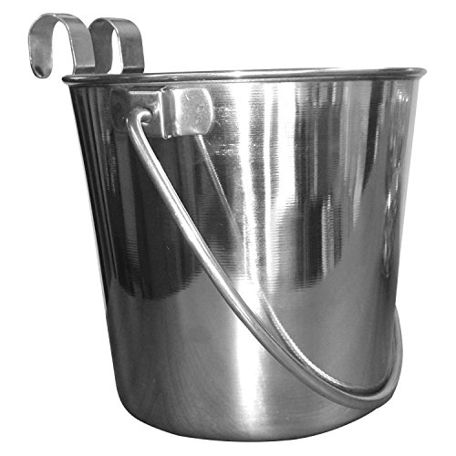 Pawesome QT Dog Flat Sided Stainless Steel Bucket with Hooks, 4 Quart