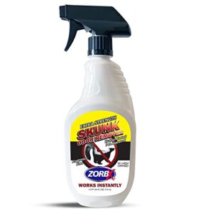 zorbx unscented skunk odor remover spray – fast acting skunk smell removal | extra strength skunk odor eliminator for dogs, house, home, car, clothes & furniture (24 fl oz.)