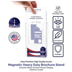 Marketing Holders Magnetic Tri Fold Holder 4 Inch Folded Printed Media Please Adheres to Metal Surfaces Clear Acrylic Maps Menus Brochures
