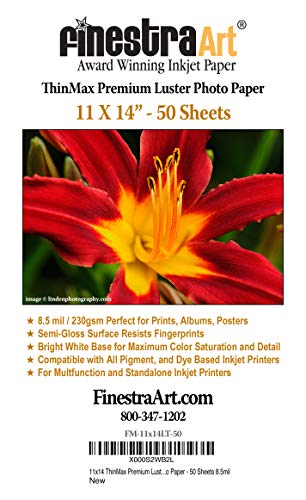 11" X 14" ThinMax Premium Luster Inkjet Photo Paper - 50 Sheets