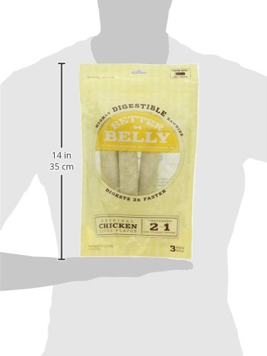 Better Belly Highly Digestible Rawhide Large Roll ChewS, 3 Count (Pack of 1)