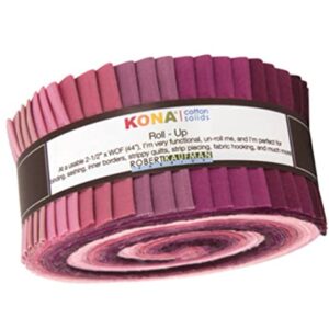 Robert Kaufman Kona Cotton Solids Powder Room Jelly Roll Up, 40 2.5x44-inch Cotton Fabric Strips