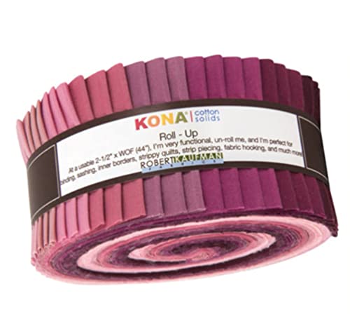 Robert Kaufman Kona Cotton Solids Powder Room Jelly Roll Up, 40 2.5x44-inch Cotton Fabric Strips