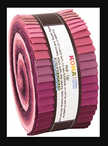 Robert Kaufman Kona Cotton Solids Powder Room Jelly Roll Up, 40 2.5x44-inch Cotton Fabric Strips