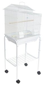 yml 5894 3/8" bar spacing villa top bird cage with stand, 18" x 14"/small, white