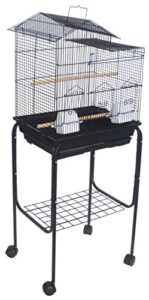 yml 5894 3/8" bar spacing villa top bird cage with stand, 18" x 14"/small, black