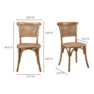 Moe's Home Collection Rattan Elm Dining Chair, Set of 2, Churchill (Light Brown) Churchill Dining Chairs, Light Brown