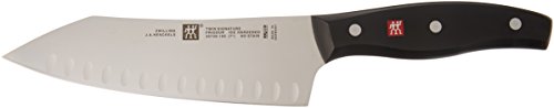 ZWILLING Twin Signature 7-inch Hollow Edge Rocking Santoku Knife, Razor-Sharp, Made in Company-Owned German Factory with Special Formula Steel perfected for almost 300 Years, German Knife