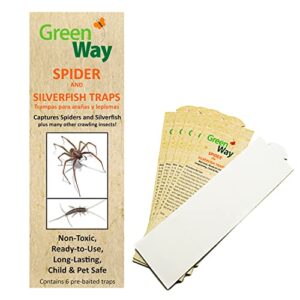 greenway spider & silverfish trap - 6 prebaited traps | ready to use heavy duty glue, safe, non-toxic with no insecticides or odor, eco friendly, kid and pet safe