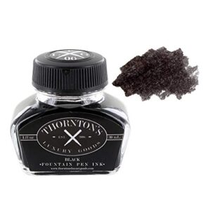 thornton's luxury goods premium fountain pen ink bottle 30ml - black | smooth effortless flawless writing | suitable for all brand and calligraphy pens | office supplies | international standard