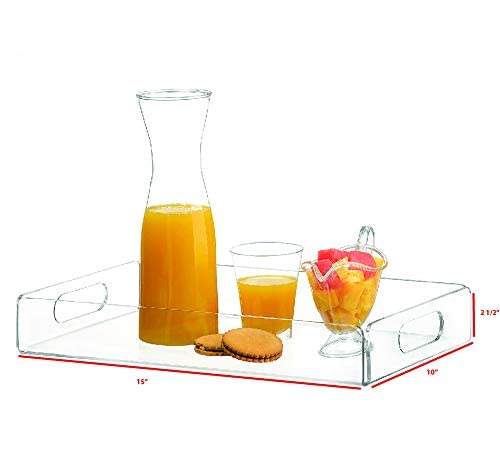 Acrylic Tray Tea Tray and Coffee Table Tray Breakfast Tray Clear Acrylic Serving Tray with Handles