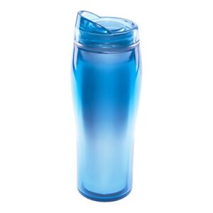 liquid logic optima mug: translucent acrylic outside and chrome-plated acrylic liner with press-on lid, 14 oz, ice blue