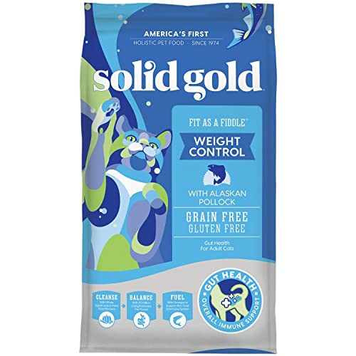 Solid Gold - Fit as a Fiddle Weight Management Cat Food - Low Calorie Grain Free Dry Cat Food Recipe with Alaskan Pollock - Superfoods & Probiotics for Gut Health and Immune Support