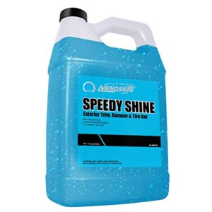 nanoskin speedy shine exterior tire & trim gel 1 gallon - restores and conditions faded tires, trim, bumpers and rubber for car detailing | safe for cars, trucks, suvs, motorcycles, rvs & more