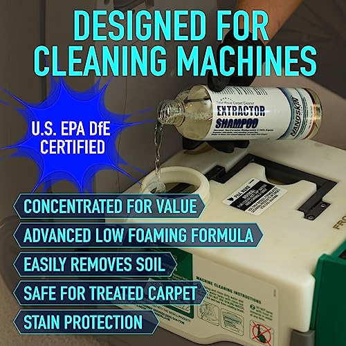 Nanoskin EXTRACTOR SHAMPOO Low Foaming Carpet Cleaner 1 Gallon - Machine Use Upholstery Cleaner, Stain Remover & Odor Eliminator on Rug Car Upholstery Carpets | For Automotive, Home, Office & More