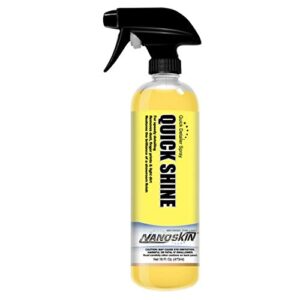 nanoskin quick shine quick detail spray 16 oz. - waterless detailer spray for car detailing | deep gloss car wax booster & clay lubricant | removes dust, smudges, fingerprints and other contaminants
