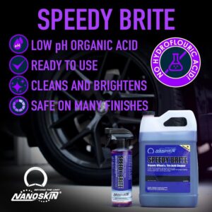 Nanoskin SPEEDY BRITE Professional Wheel & Tire Acid Cleaner 16 Oz. - RTU Car Wash Wheel Cleaning Spray for Car Detailing | Works with Wheel Brush & Tire Brush | Melt Away Rust, Brake Dust, Road Grime