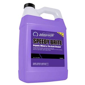 nanoskin speedy brite professional wheel & tire acid cleaner 1 gallon - car wash wheel cleaning spray for car detailing | works with wheel brush & tire brush | melt away rust, brake dust, road grime