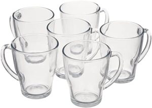 duralex made in france cosy glass mug (set of 6), 12.37 oz, clear