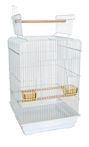 YML A5984 3/4" Bar Spacing Open Top Small Parrot Cage, 18" x 18", White