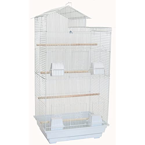 YML A6894 3/8" Bar Spacing Tall Villa Top Small Bird Cage, White, 18" x 14"