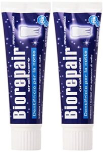 biorepair: "dentifricio per la notte" (intensive night repair) toothpaste with microrepair 2.5 fluid ounce (75ml) tube (pack of 2) [ italian import ]