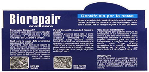 Biorepair: "Dentifricio per la Notte" (Intensive Night Repair) Toothpaste with microRepair 2.5 Fluid Ounce (75ml) Tube (Pack of 2) [ Italian Import ]