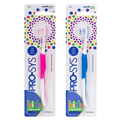 PRO-SYS® Kids Toothbrush (Colorful 2-Pack) - Made with Soft Dupont™ bristles (Ages 6-10 for Young Children)