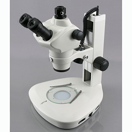 8X-50X Track Stand Stereo Zoom Trinocular Microscope w/Top & Bottom LED Lights