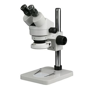 7x-45x stereo binocular microscope with 14" pillar stand & 64-led ring light