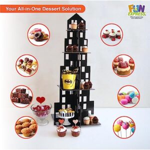 Fun Express Cupcake Stands for Dessert Table Set - Transform Your Party with Our 4-Tier Skyscraper Cupcake Tower Stand, Party Planning Made Easy, Delightful Treat Display, Perfect for Birthdays Event