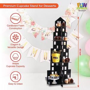 Fun Express Cupcake Stands for Dessert Table Set - Transform Your Party with Our 4-Tier Skyscraper Cupcake Tower Stand, Party Planning Made Easy, Delightful Treat Display, Perfect for Birthdays Event