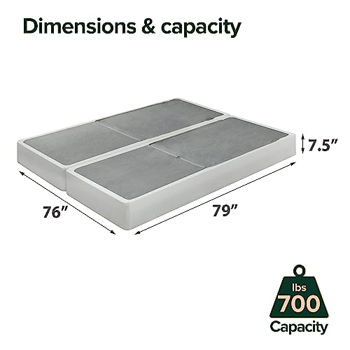 ZINUS No Assembly Metal Box Spring / 7.5 Inch White Mattress Foundation / Sturdy Metal Structure, Split King