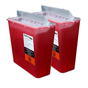 OakRidge Products 5 Quart Size (Pack 2) Sharps Container, Touchless Disposal